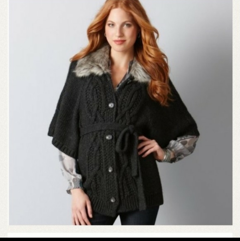 Loft Sweater Jacket with Fur